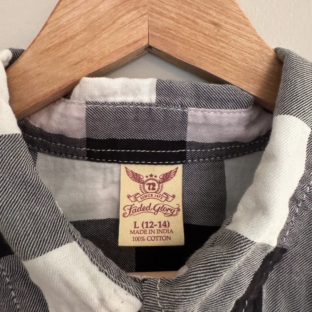 Set of 3 - Faded Glory Burgundy Plaid Shirt L Womens 12-14 - Picture 7 of 10